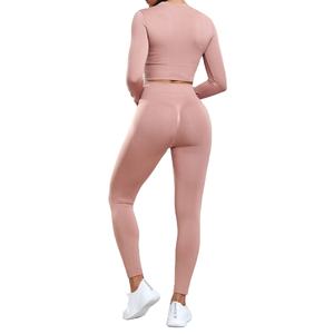 Combinaison de sport extensible sans couture grande taille pour femmes équipement de course de Yoga mince-Leggings de haut athlétique élastique 2 pièces tenue d'entraînement Scrunch - Product Image 4