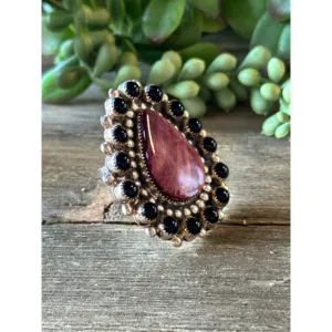 Darlene Begay Sterling Silver Multi Stone <b>Adjustable</b> <b>Ring</b> Rhodium Plated Bezel Set Gemstone Jewelry - Product Image 4