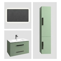 Mueble de Baño Vera con Espejo, Gabinete de Cerámica Resistente al Agua, Diseño Moderno, Acabado Duradero, Uso Hospitalario, Iluminado, para Apartamento