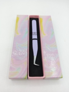 Vente en gros de pinces à cils GETUP BROSONS IMPEX en acier inoxydable avec revêtement en poudre violette, anti-magnétiques et anti-statiques, pour volume russe - Product Image 2