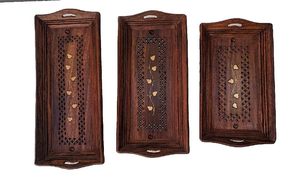 ถาดไม้เสิร์ฟพร้อมด้ามจับอุปกรณ์รับประทานอาหารทำจากไม้สำหรับเสิร์ฟบนโต๊ะและตกแต่งจาก Falak World - Product Image 3