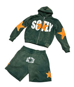 <b>Men's</b> Slim Fit <b>Hoodie</b> & <b>Short</b> <b>Set</b> 100% Cotton Casual Style with Long Sleeves for Winter Online Sale - Product Image 1