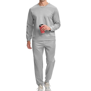 Melbo Sports Ensemble de sport d'hiver pour hommes, col rond, chaud, jogging, gymnastique, entraînement, respirant, 100% coton, polaire - Product Image 2