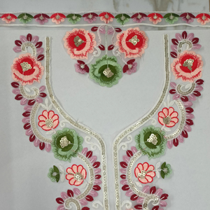 ผ้าปักคอปกแบบชาววังทำจากผ้าตาข่ายพร้อมรายละเอียดเลื่อมสำหรับสวมใส่ในเทศกาลส่าหรีและชุดราตรี - Product Image 3