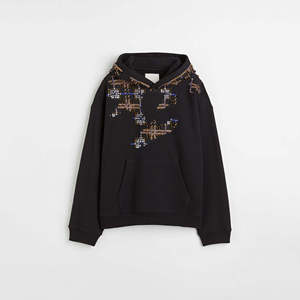 Sudadera con Capucha de Moda Urbana para Hombre y Mujer, con Cristales de Imitación, Diseño Personalizado, Estilo Brillante, Sudadera Doble con Capucha, Efecto Desgastado por el Sol - Product Image 1
