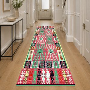 พรมเชนิลล์ลายพิมพ์ดิจิทัลสไตล์โบฮีเมียนสีแดงเบอร์กันดี รุ่น LXDP-0551 จาก RUGS DEPOT สำหรับขายส่ง ซักเครื่องได้ ไม่ลื่น - Product Image 5