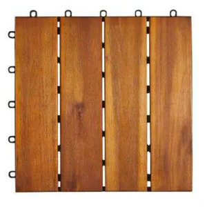 Carreaux de terrasse extérieurs imbriqués de haute qualité Acacia en bois massif 300x300mm Matériau plastique antidérapant Contemporain Vietnam - Product Image 4