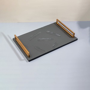 Metallic handle Gold and <b>black</b> Resin Decorative Vanity Serving Tray <b>Mirrored</b> Tray with Handles fro bathroom & kitchen premium - Product Image 3