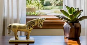 <b>Large</b> Golden Brass Standing Horse Sculpture Creative Tableware Showpiece for Home Decor Vastu Statue Running Horse <b>Desk</b> Ornament - Product Image 3