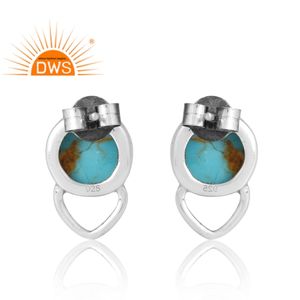 ต่างหูอัญมณีเทอร์ควอยซ์คิงแมนธรรมชาติดีไซน์ใหม่จากผู้ผลิตเครื่องประดับตามสั่ง - Product Image 2