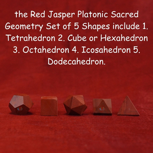 5 piezas de jaspe rojo, sólidos platónicos, juego de curación de cristales de Geometría Sagrada | Juego de cristales de Geometría Sagrada de jaspe rojo hecho a mano - Product Image 3