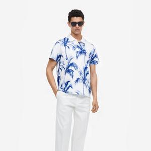 เสื้อโปโลสำหรับผู้ชายแบบลำลองเสื้อโปโลผ้าฝ้าย100% แขนสั้นระบายอากาศพิมพ์ลายเขตร้อน - Product Image 3