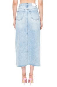 Jupe en jean 100% coton taille haute jupe décontractée mi-longue bouton fente irrégulière lavé mode jupes en jean pour femmes vente en gros - Product Image 5