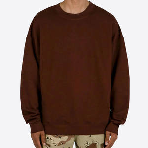 Mens Oversized <b>Sweatshirt</b> Brown Crewneck Pullover OEM ODM Bulk Wholesale Supplier Custom Logo Printing Cotton <b>Fleece</b> Top - Product Image 4