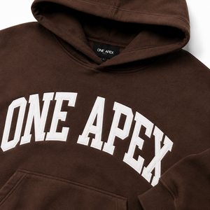 Sweat-shirt à capuche surdimensionné en coton marron chocolat personnalisé pour homme, pull épais streetwear brodé ONEAPEX OEM - Product Image 6