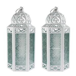 Lanternes en métal marocain noir design à la mode avec verre design orange pour la maison Ramadan Eid décor lanternes faites à la main - Product Image 2