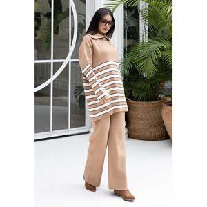 Trucker Collar Striped Knitwear 2 Piece Set Ten - Product Image 4