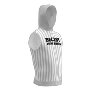 Decent Fight Wears Sleeveless Hoodie Men's Striped Zippered Sweatshirt Casual Breathable Hooded Top Regular Fit Spring Wear - Product Image 3