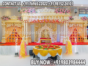 Delizio éblouissant Fiber piliers mariage Mandap Dreamy Fiber Palazzo pilier Mandap configuration indien doré sculpté mariage Mandap - Product Image 3