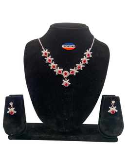 B243 Conjunto de joyas de diamantes elegantes-Collar y pendientes de moda vintage clásico elegante para aniversarios y fiestas - Product Image 3