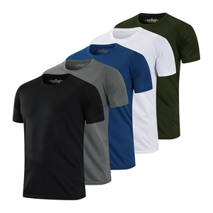 Custom <b>Men's</b> Quick-Dry Moisture-Wicking Sports <b>T</b>-<b>Shirt</b> | <b>5</b>-<b>Pack</b> 100% Polyester Activewear for Gym Running | Automated Cutting - Product Image 1