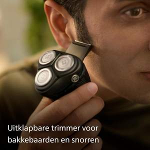 เครื่องโกนหนวดไฟฟ้าซีรีส์ 3000 สำหรับผู้ชาย ปกป้องผิวหน้า ไร้สาย ชาร์จผ่าน USB ใบมีดคู่ แบตเตอรี่ Li-Po 1200mAh สีดาร์กมูน (รุ่น - Product Image 2