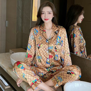 Faziiapex personnalisable Satin pyjamas adulte surdimensionné décontracté à manches longues vêtements de nuit en soie taille élastique fermeture caractéristique thermique - Product Image 3