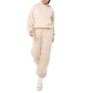 Sudadera con Capucha de Forro Polar de Algodón Lisa de Alta Calidad, con Bolsillo Tipo Canguro, Logotipo Personalizado, Ropa Deportiva para Mujer - Product Image 1