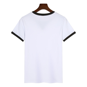 Camisetas blancas de manga corta con cuello redondo de algodón 100% de peso pesado informales personalizadas con hilos de color, camiseta con timbre liso en blanco Unisex - Product Image 2