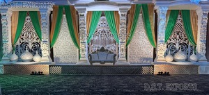 ชุดตกแต่งงานแต่งงานทำจากผ้าแมนดาลูปทรงสี่เหลี่ยมของราชวงศ์ผู้ผลิตแผ่นใยไฟเบอร์สำหรับงานแต่งงานของอินเดีย - Product Image 2