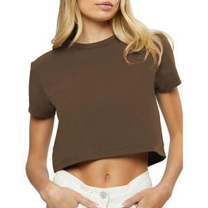 Camisetas cortas con estampado personalizado para mujer, camisetas transpirables de tu diseño, Camiseta de algodón de estilo informal en blanco al por mayor para mujer - Product Image 4