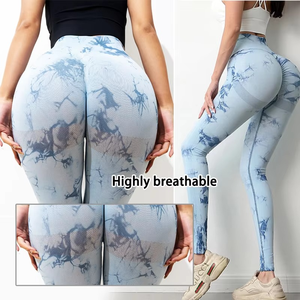 Pantalones de Yoga sin costuras con tinte de corbata personalizado, mallas de cintura alta para entrenamiento, levantamiento, Fitness, deporte, mujer, ropa deportiva para correr - Product Image 4