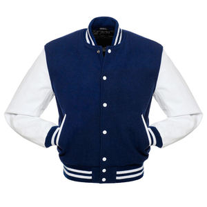 Laine Chenille Broderie Baseball Letterman Vestes Hommes Vintage Blanc Orange En Cuir Manches Varsity Veste Hommes Vestes D'hiver - Product Image 3