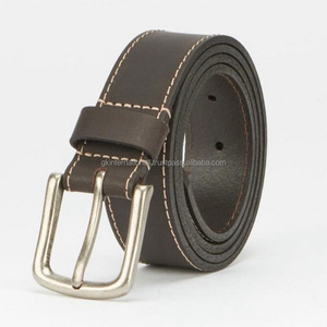 Cinturón informal de cuero con arnés para hombre y mujer, cinturón de calidad de exportación con costuras de borde beige elegantes y hebilla de níquel antioxidante, color marrón, nuevo - Product Image 4