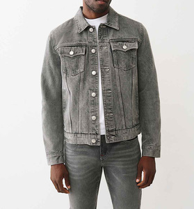 Veste en jean de luxe pour hommes veste élégante à manches longues en jean délavé boutonné veste personnalisée vintage street wear pour hommes vente en gros - Product Image 1
