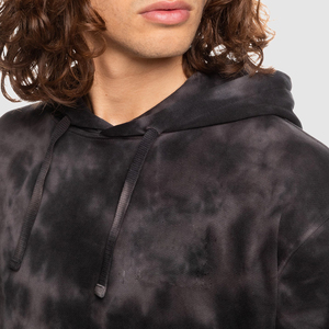 Sudadera con Capucha Tie Dye para Hombre, Color Negro Grisáceo, Lavado Oscuro, Informal, con Cordón, Bolsillo Tipo Canguro, Ropa de Calle - Product Image 4