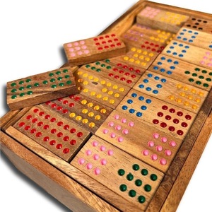 Juego de dominó ecológico de madera de colores doble seis con 28 piezas y caja de madera de alta calidad - Product Image 5