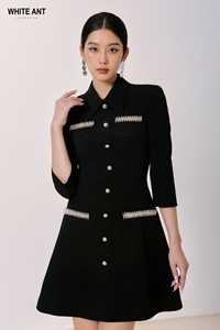 Ready to Ship A-Line Women's Summer Dress Turn-down Collar Vevel Aline Dress High-Fashion Whiteant Local Brand Wholesale Price - Product Image 4