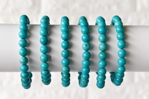 Pulseras Elásticas de Turquesa Natural con Cuentas Redondas de Piedra Natural de 8mm, Joyería de Moda Linda y de Alta Calidad al por Mayor para Regalo - Product Image 4
