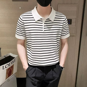 Rayé d'été pour hommes de haute qualité pour polo chemise-coton respirant affaires décontracté hauts de golf tendance chaude du Vietnam - Product Image 1