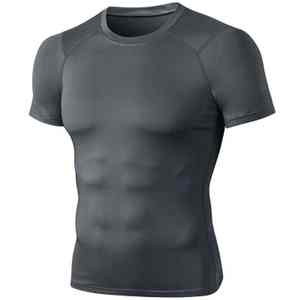 Camiseta Deportiva para Hombre, Transpirable, Lavada, Lisa, de Manga Corta, de Poliéster, para Fitness, Gimnasio, Culturismo - Product Image 2