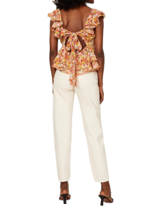 Top Peplum à fleurs orange imprimé de la meilleure qualité pour un style décontracté et artistique pour un usage quotidien pour l'exportation - Product Image 4