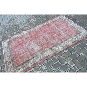 3.8x6.8 ft Turkish Rug, Vintage Area Rug, <b>Red</b> Moroccan <b>Wool</b> Rug - Product Image 2