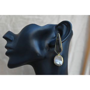 Boucles d'oreilles en laiton pour filles et femmes, créoles en pierre plaquée or faites à la main, nouvelle collection, tendance, vente en gros - Product Image 4