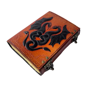 DND celtic wiccan journals สำหรับการเขียนหนังสือหนังวินเทจพร็อพหนังสีดำสีส้มมังกรทำด้วยมือไดอารี่ศิลปะกระดาษ - Product Image 1