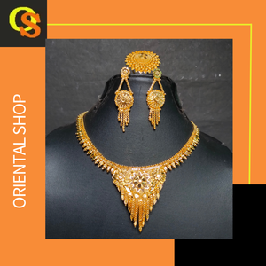 Ensemble de bagues collier boucles d'oreilles à prix raisonnables avec ensemble de bijoux de luxe plaqué or 22 carats à vendre par les exportateurs - Product Image 5