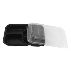 ProTakeOut Juego de 100 Recipientes para Alimentos de 2 Piezas, Negros, de PP, con 5 Compartimentos, Libres de BPA, Resistentes a Fugas, Aptos para Microondas, con Tapas, 10.5 x 8 - Product Image 1