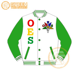 Blouson universitaire personnalisé en molleton de coton brodé Eastern Star OES, respirant, séchage rapide, fermeture éclair, pour femme, style grec, col montant - Product Image 6