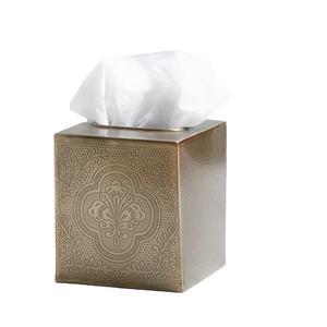 Servilletero de escritorio grabado de latón antiguo, caja de almacenamiento de pañuelos, contenedor de lujo para servilletas - Product Image 1