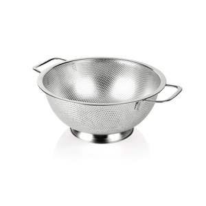 Stainless Steel <b>Colander</b> With deep bowl shape fine mesh design for thorough rinsing fruits vegetables pasta rice meals - Product Image 3